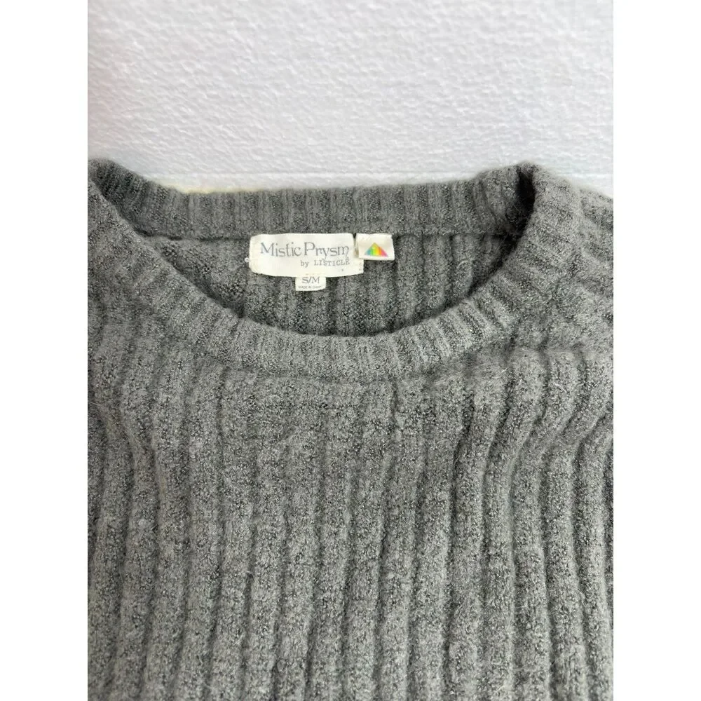 Mistic Prysm by Listicle Gray Sweater Ribbed Pullover S/M